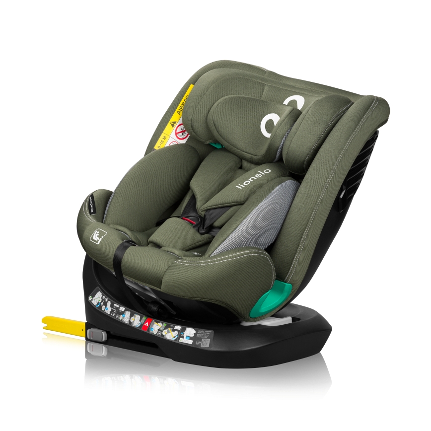 Lionelo - Rotating car seat with base BASTIAAN ONE i-Size 40-150 cm Olive Green