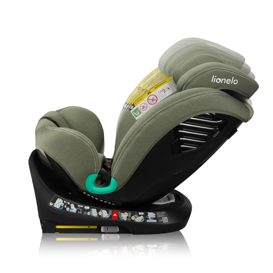 Lionelo - Rotating car seat with base BASTIAAN ONE i-Size 40-150 cm Olive Green