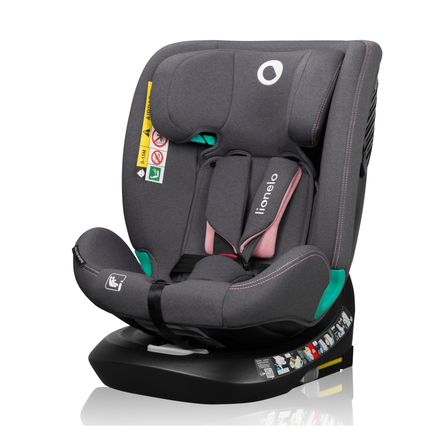 Lionelo - Rotating Car Seat with Base BASTIAAN ONE i-Size 40-150 cm Pink Rose