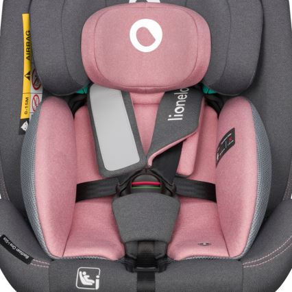 Lionelo - Rotating Car Seat with Base BASTIAAN ONE i-Size 40-150 cm Pink Rose