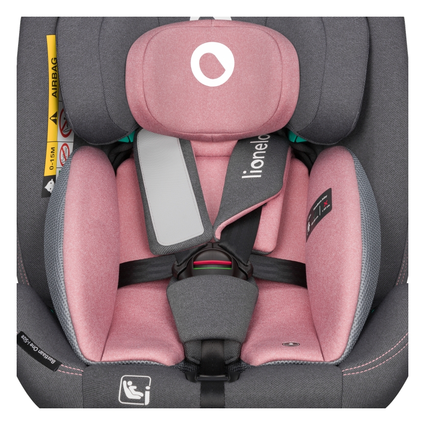 Lionelo - Rotating Car Seat with Base BASTIAAN ONE i-Size 40-150 cm Pink Rose