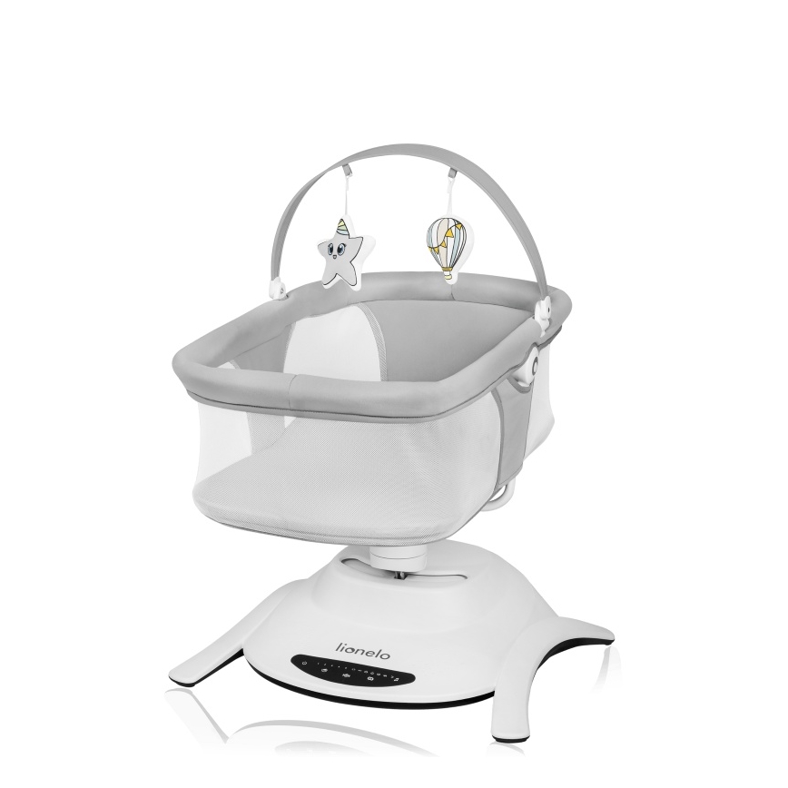 Lionelo - Baby rocker with melody 2-in-1 BELLA 4xAA Grey Concrete + remote control