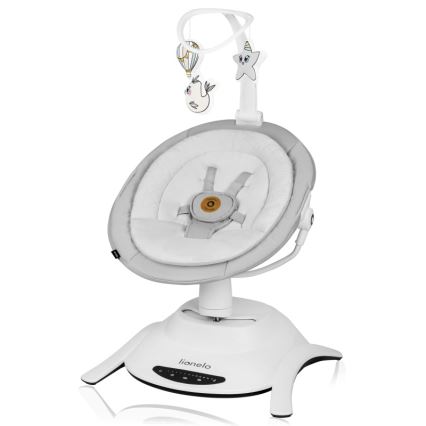 Lionelo - Baby rocker with melody 2-in-1 BELLA 4xAA Grey Concrete + remote control