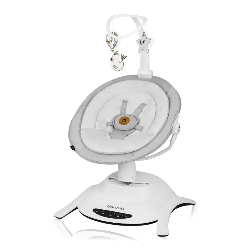 Lionelo - Baby rocker with melody 2-in-1 BELLA 4xAA Grey Concrete + remote control