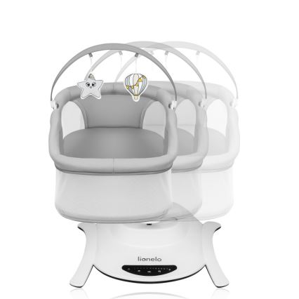Lionelo - Baby rocker with melody 2-in-1 BELLA 4xAA Grey Concrete + remote control