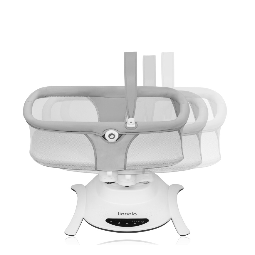 Lionelo - Baby rocker with melody 2-in-1 BELLA 4xAA Grey Concrete + remote control