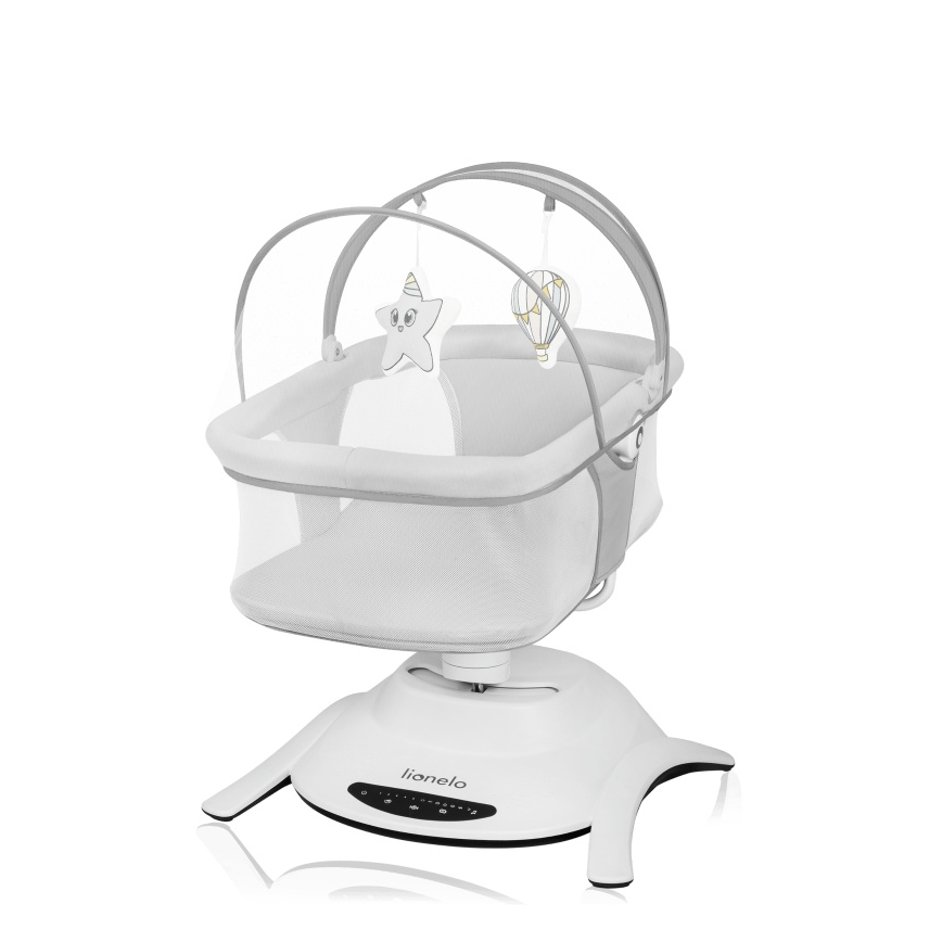 Lionelo - Baby rocker with melody 2-in-1 BELLA 4xAA Grey Concrete + remote control