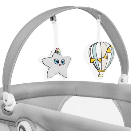 Lionelo - Baby rocker with melody 2-in-1 BELLA 4xAA Grey Concrete + remote control