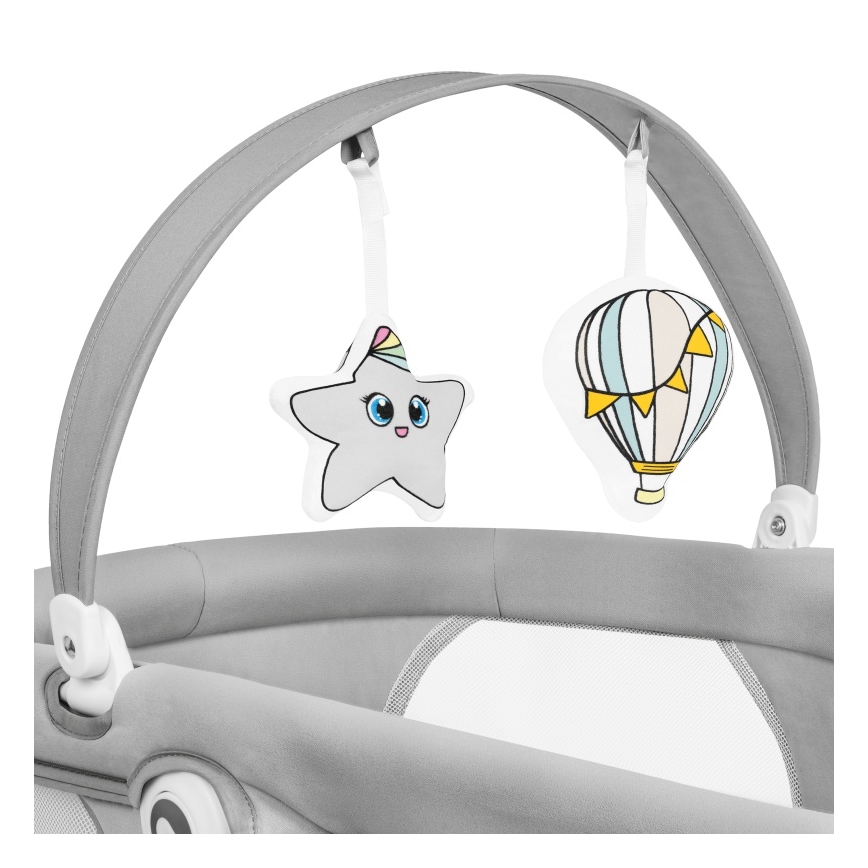 Lionelo - Baby rocker with melody 2-in-1 BELLA 4xAA Grey Concrete + remote control