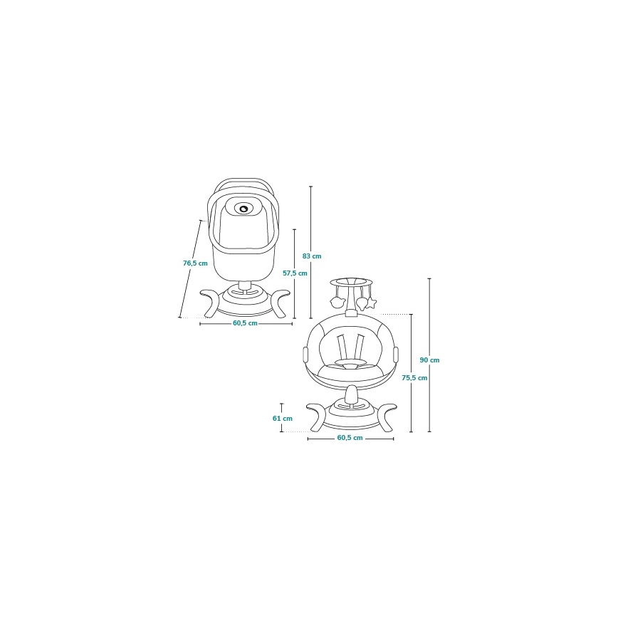 Lionelo - Baby rocker with melody 2-in-1 BELLA 4xAA Grey Concrete + remote control