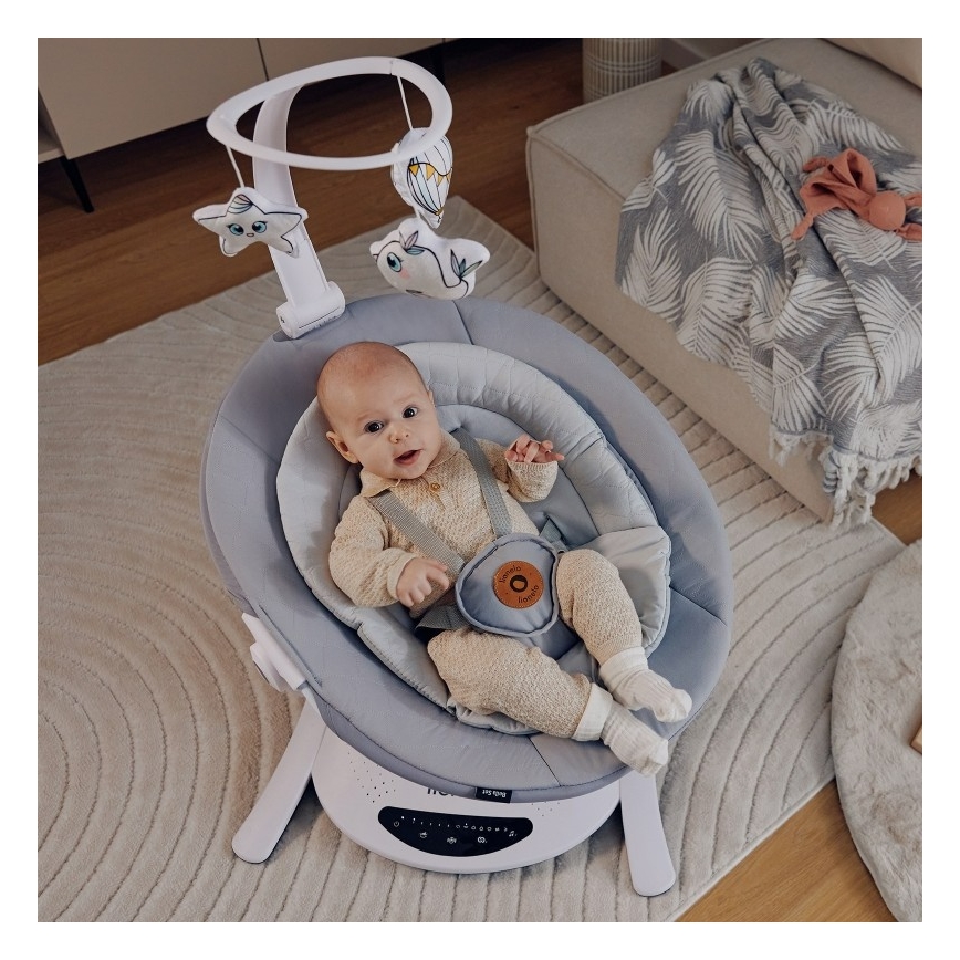 Lionelo - BELLA Musical Baby Rocker, Grey Concrete + Remote Control