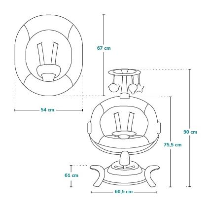 Lionelo - BELLA Musical Baby Rocker, Grey Concrete + Remote Control