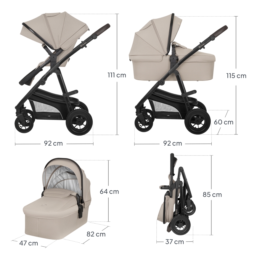 Lionelo - BIANKA 3-in-1 Combination Stroller Beige Sand