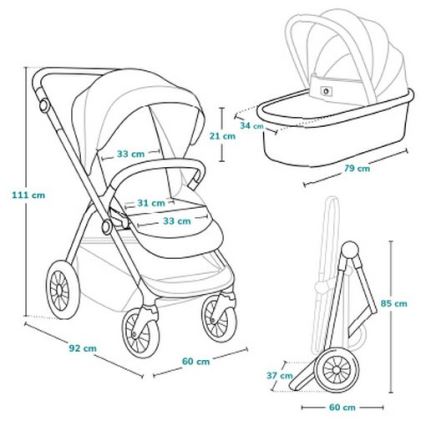 Lionelo - BIANKA 3-in-1 Combination Stroller Black Onyx