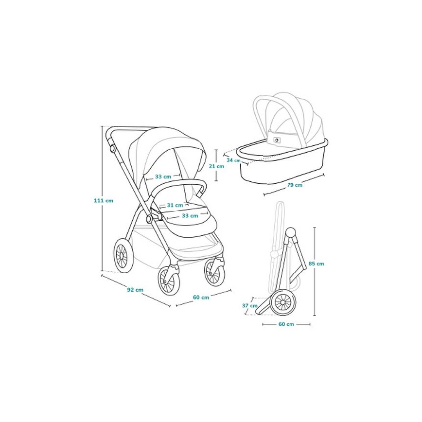 Lionelo - BIANKA 3-in-1 Combination Stroller Grey Stone