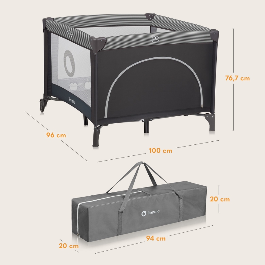 Lionelo - BONNIE Playpen Grey Scandi