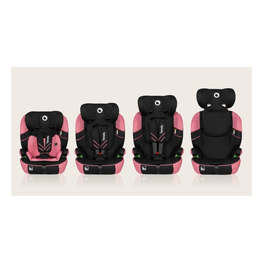 Lionelo - Car seat LEVI ONE i-Size 76-150 cm black/pink