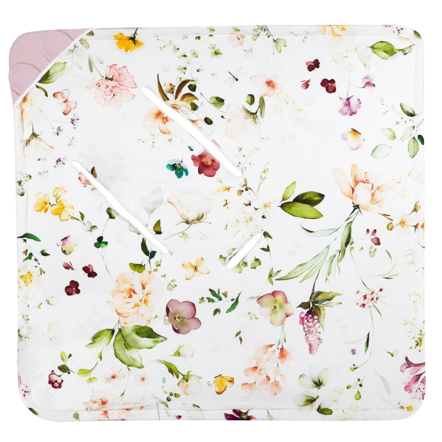 Lionelo - Car Seat Swaddle TRAVEL SWADDLE 90x90 cm Pink Flower
