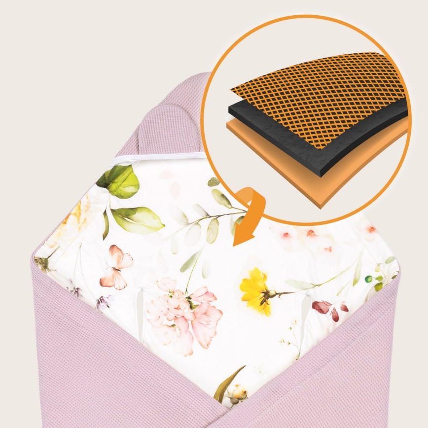 Lionelo - Car Seat Swaddle TRAVEL SWADDLE 90x90 cm Pink Flower