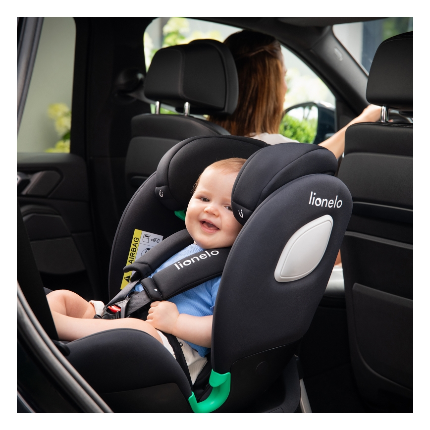 Lionelo - Rotating car seat with base BRAAM AIR i-Size 40-150 cm Black Carbon