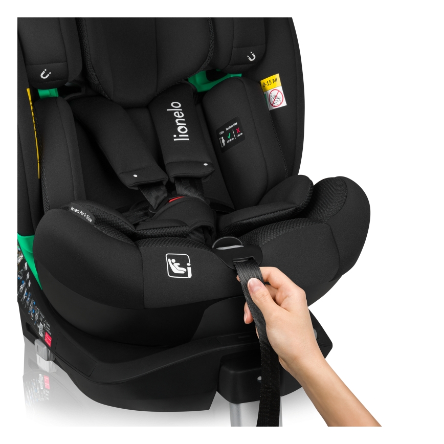 Lionelo - Rotating car seat with base BRAAM AIR i-Size 40-150 cm Black Carbon