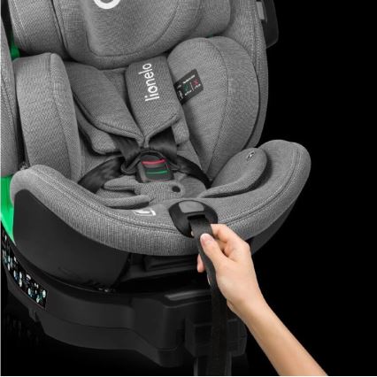 Lionelo - Car seat with base rotating HARMONY i-Size 40-150 cm black/grey