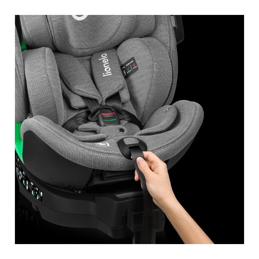 Lionelo - Car seat with base rotating HARMONY i-Size 40-150 cm black/grey