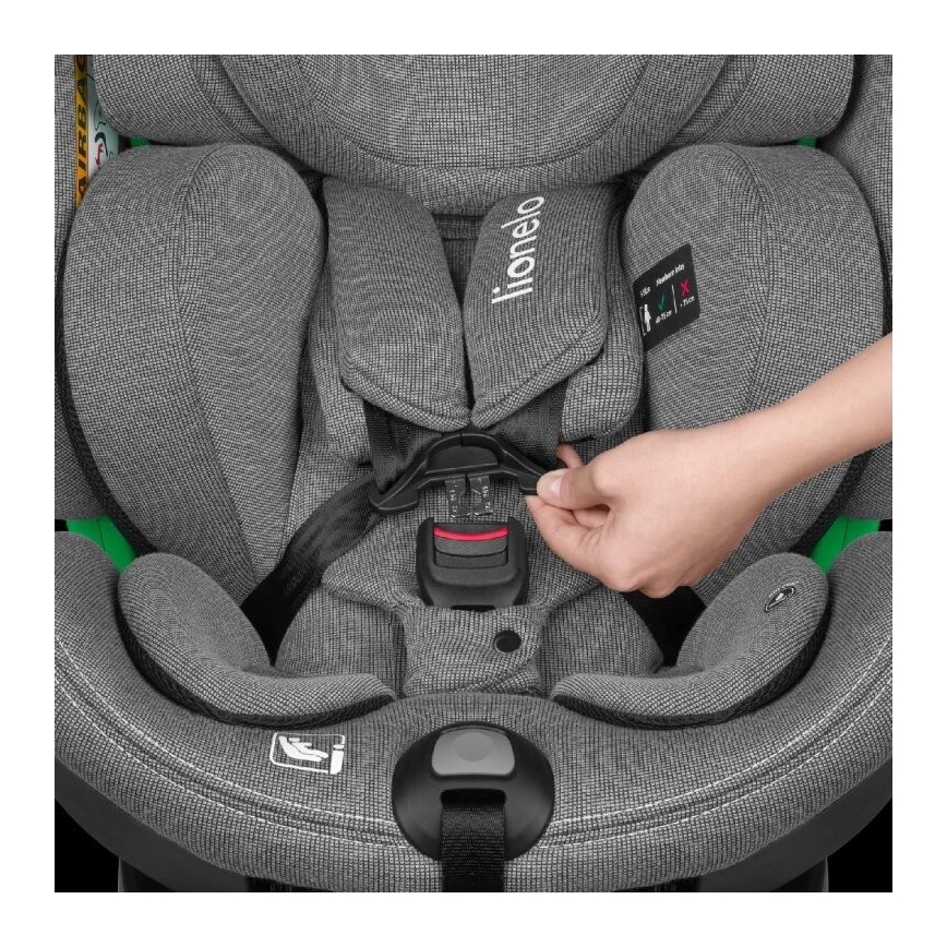 Lionelo - Car seat with base rotating HARMONY i-Size 40-150 cm black/grey