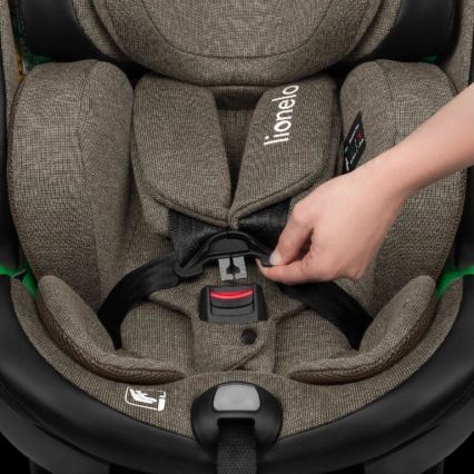 Lionelo - Car seat with base swivel HARMONY i-Size 40-150 cm black/olive