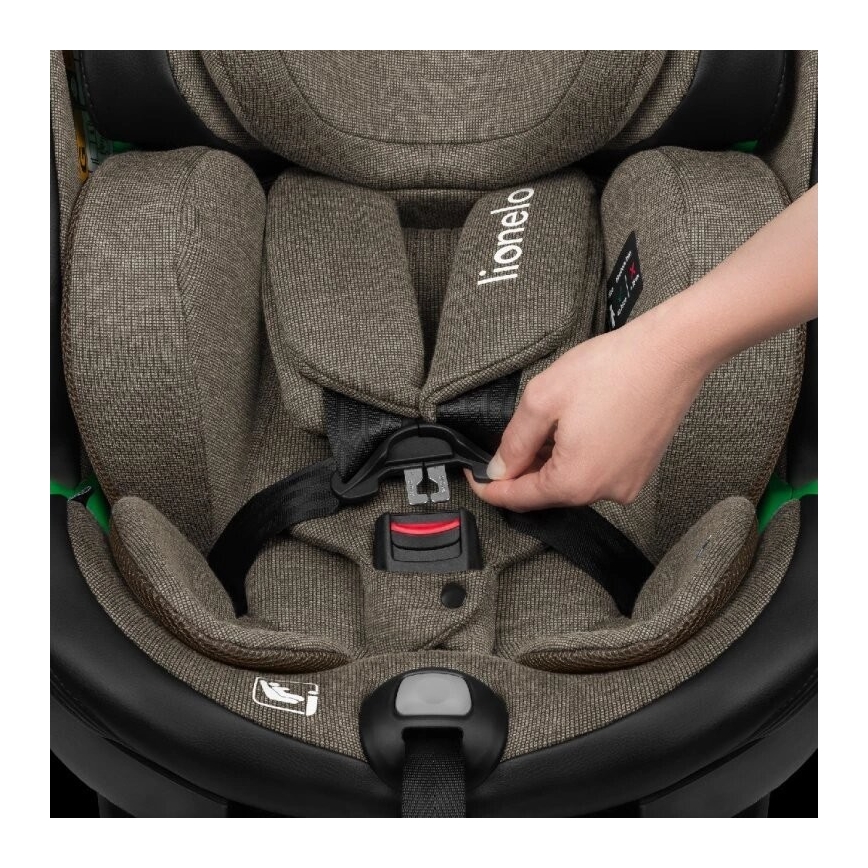 Lionelo - Car seat with base swivel HARMONY i-Size 40-150 cm black/olive