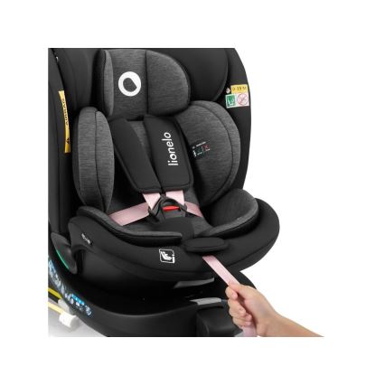 Lionelo - Car seat with base swivel NAVY i-Size 40-150 cm black/pink