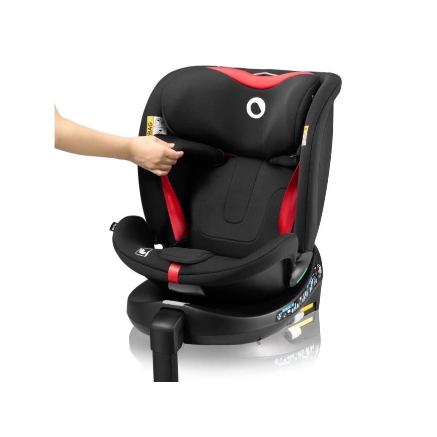 Lionelo - Car seat with base swivel NAVY i-Size 40-150 cm black/red