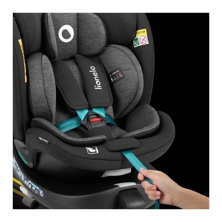 Lionelo - Car seat with base swivel NAVY i-Size 40-150 cm black/turquoise