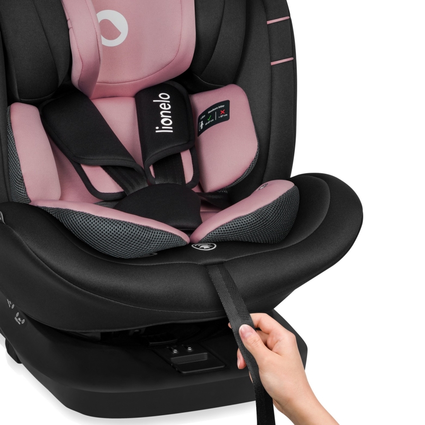 Lionelo - Car seat with rotating base BASTIAAN i-Size 40-150 cm Pink Rose