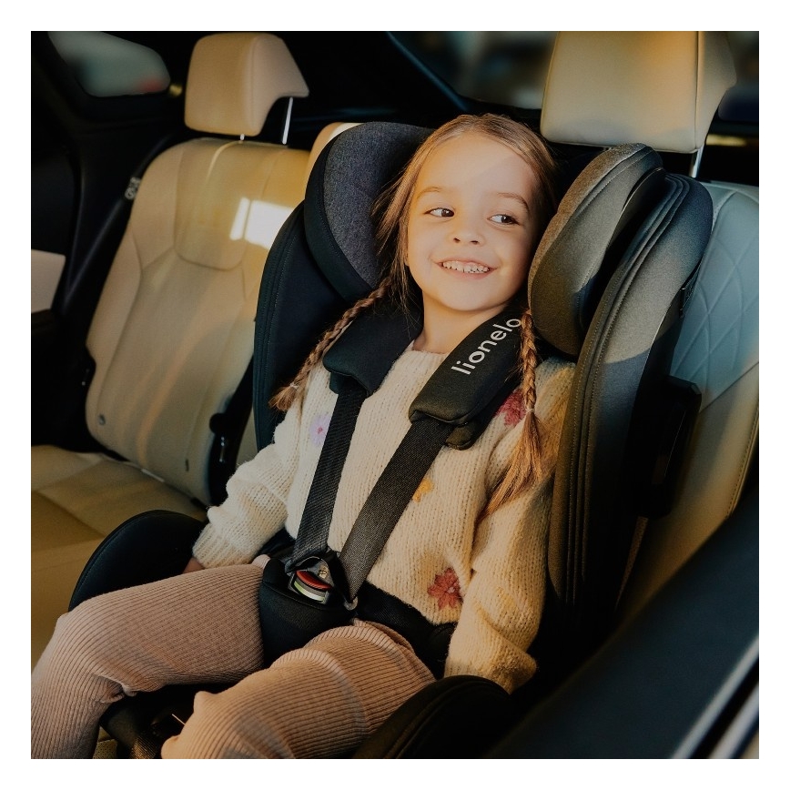 Lionelo - Car seat with rotating base HARPER i-Size 76-150 cm Black Carbon