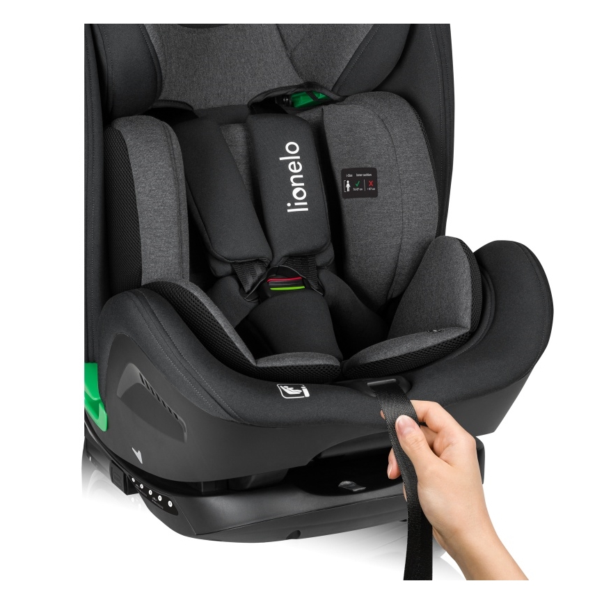 Lionelo - Car seat with rotating base HARPER i-Size 76-150 cm Black Carbon