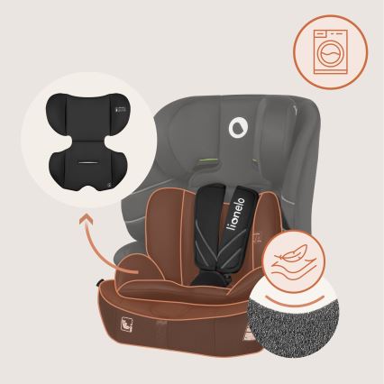 Lionelo - Child car seat LEVI FIX i-Size 76-150 cm Black Carbon