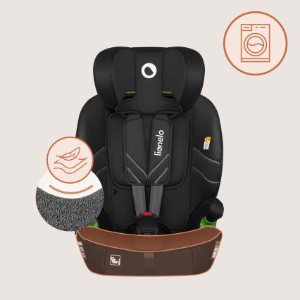 Lionelo - Child car seat LEVI FIX i-Size 76-150 cm Black Carbon