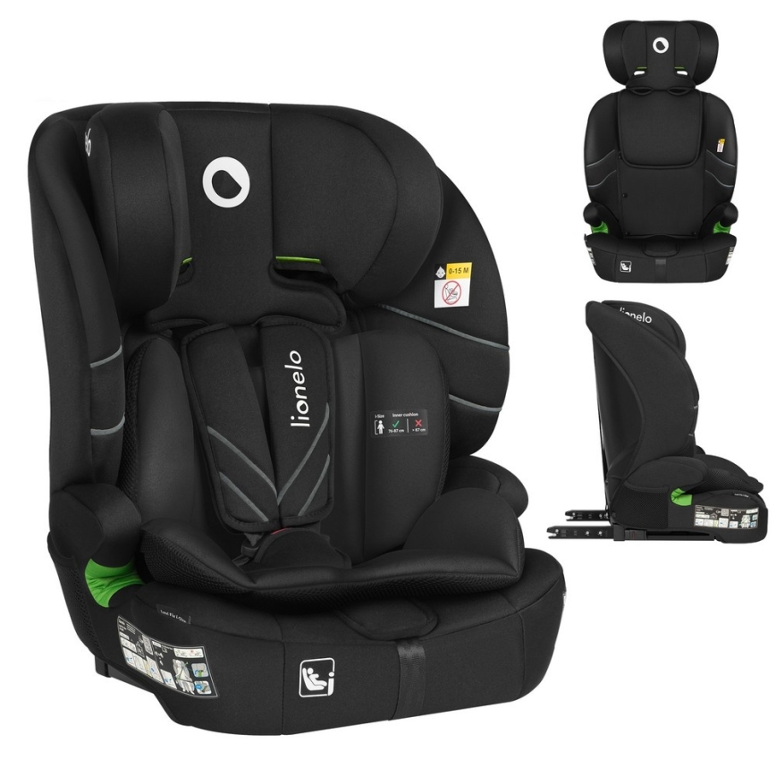 Lionelo - Child car seat LEVI FIX i-Size 76-150 cm Black Carbon