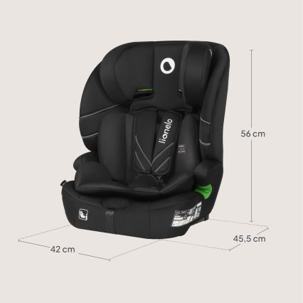 Lionelo - Child car seat LEVI FIX i-Size 76-150 cm Black Carbon