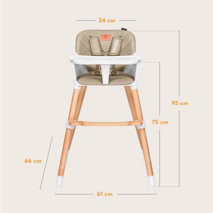 Lionelo - Children's 2-in-1 Dining Chair KOEN Beige Sand