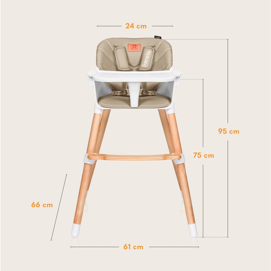 Lionelo - Children's 2-in-1 Dining Chair KOEN Beige Sand