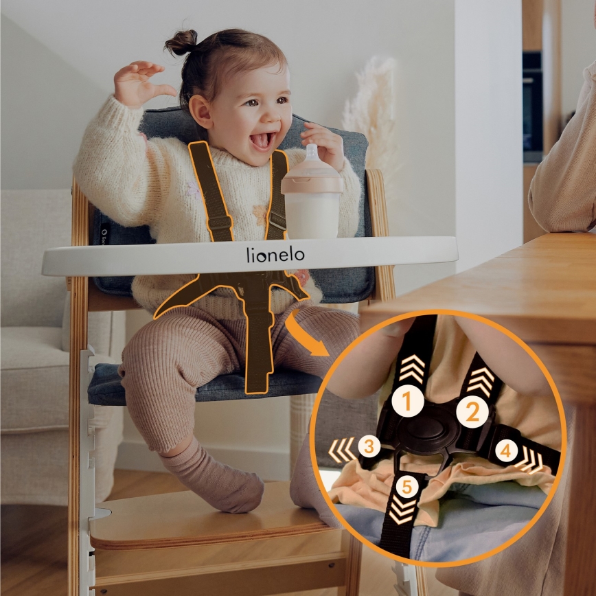 Lionelo - Children's 3-in-1 Dining Chair FLORIS White Natural