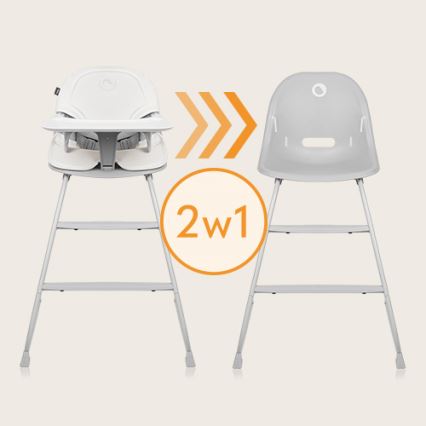 Lionelo - Children's dining chair 2in1 DALIA white/grey