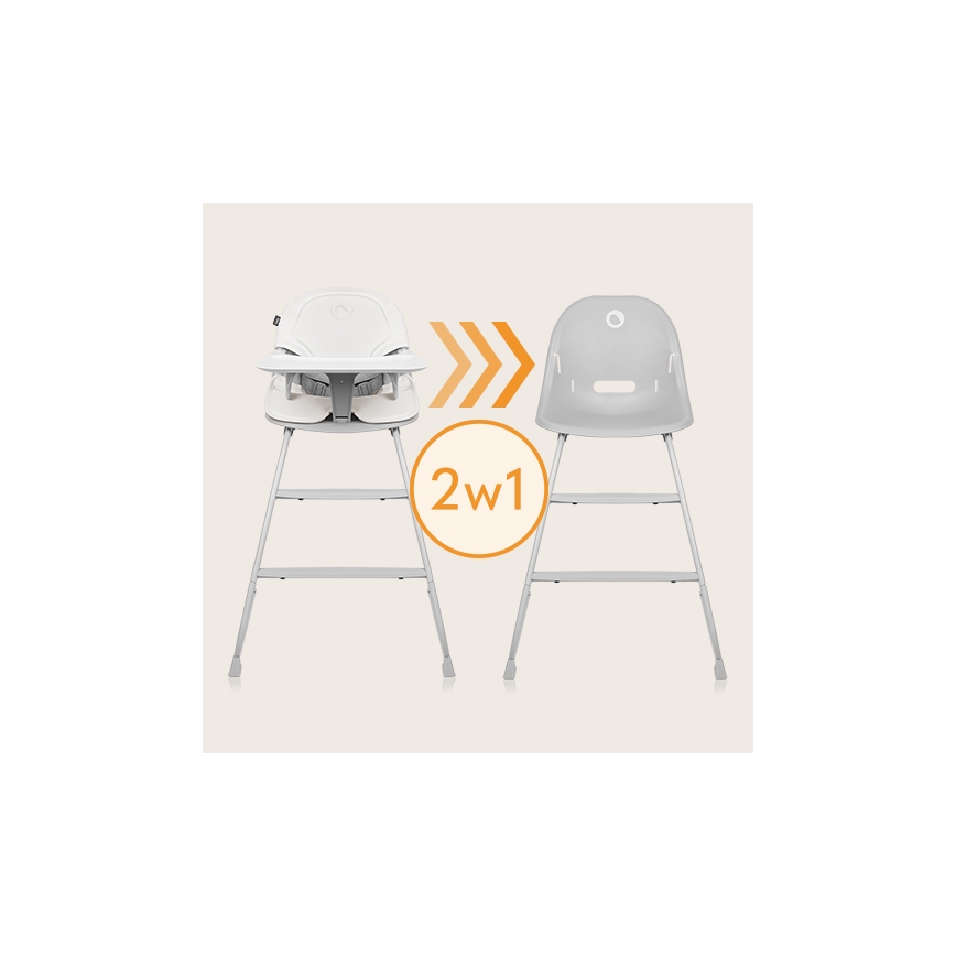 Lionelo - Children's dining chair 2in1 DALIA white/grey