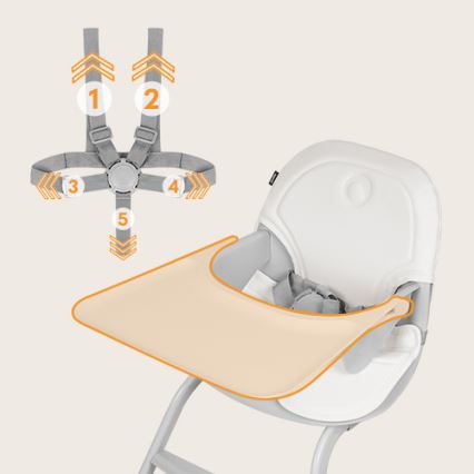 Lionelo - Children's dining chair 2in1 DALIA white/grey
