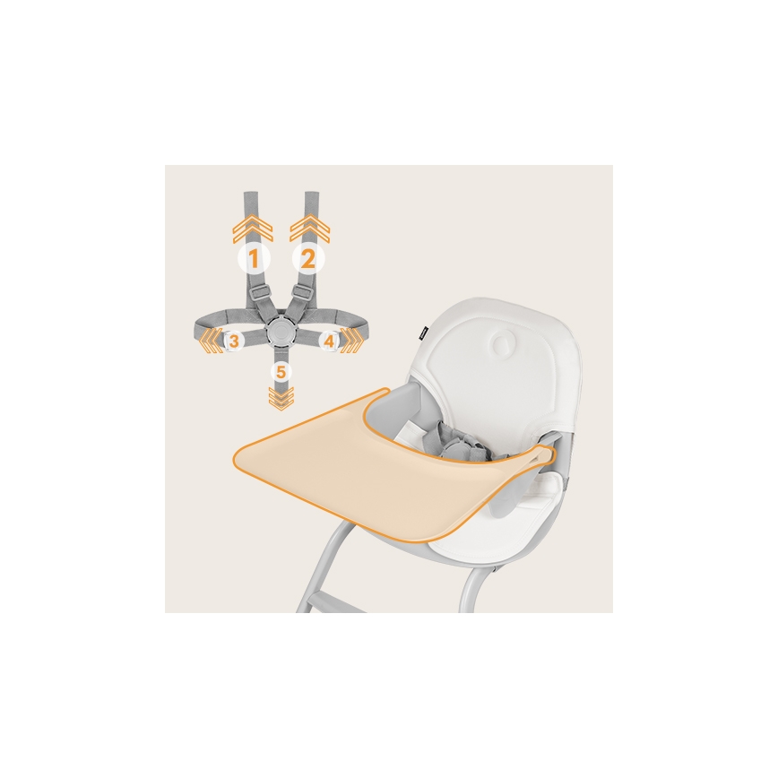 Lionelo - Children's dining chair 2in1 DALIA white/grey