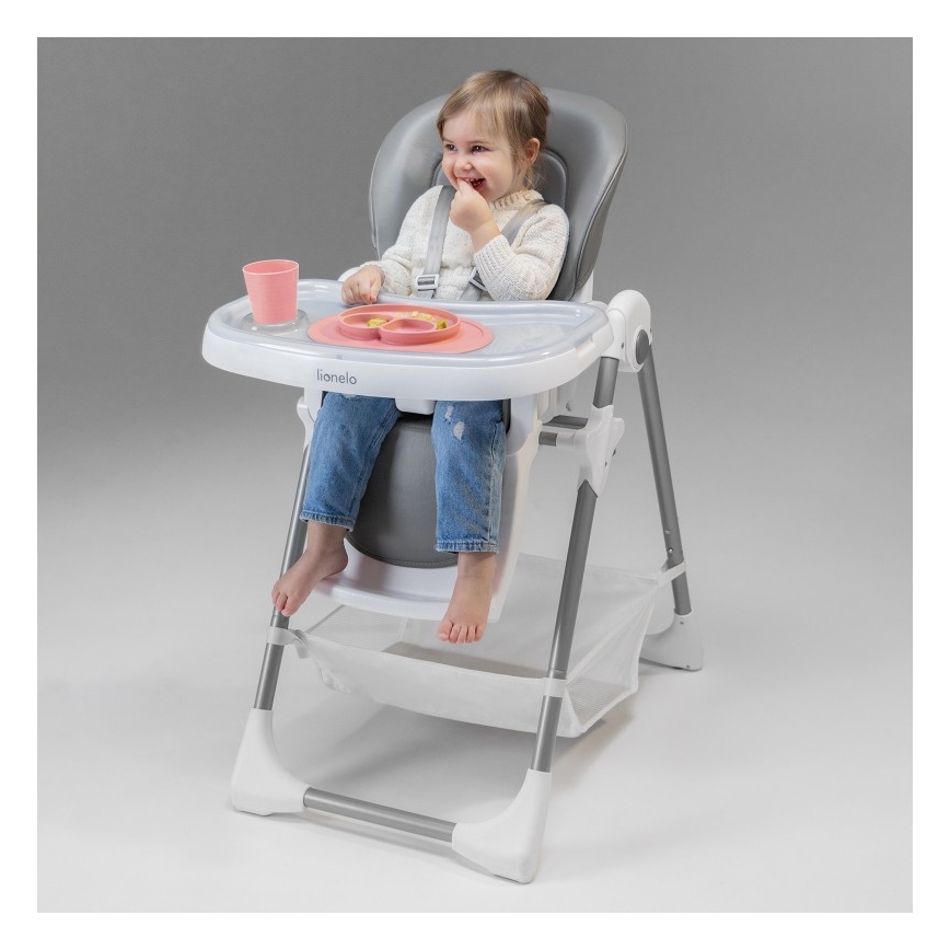 Lionelo - Children's dining chair LINN PLUS white/grey