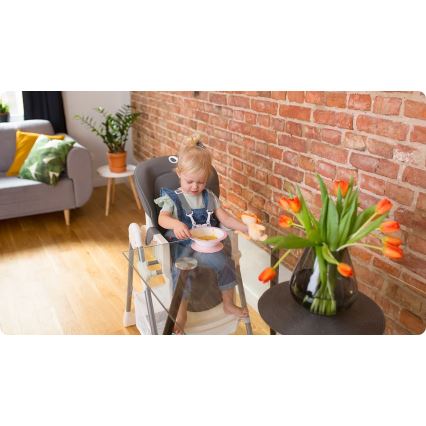 Lionelo - Children's dining chair LINN PLUS white/grey