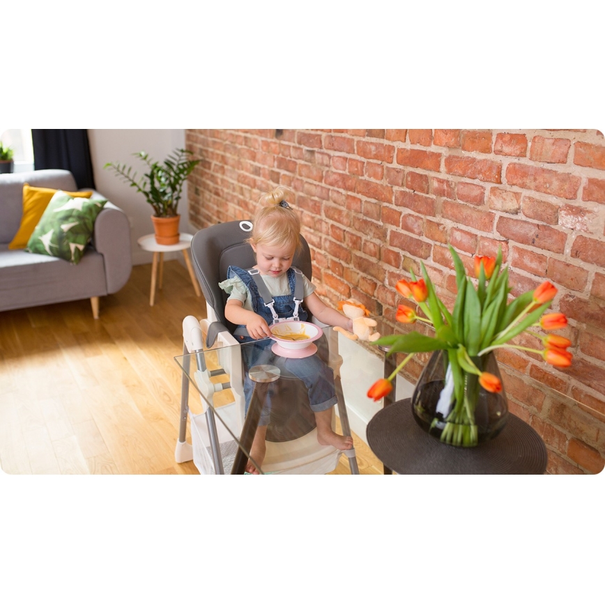 Lionelo - Children's dining chair LINN PLUS white/grey